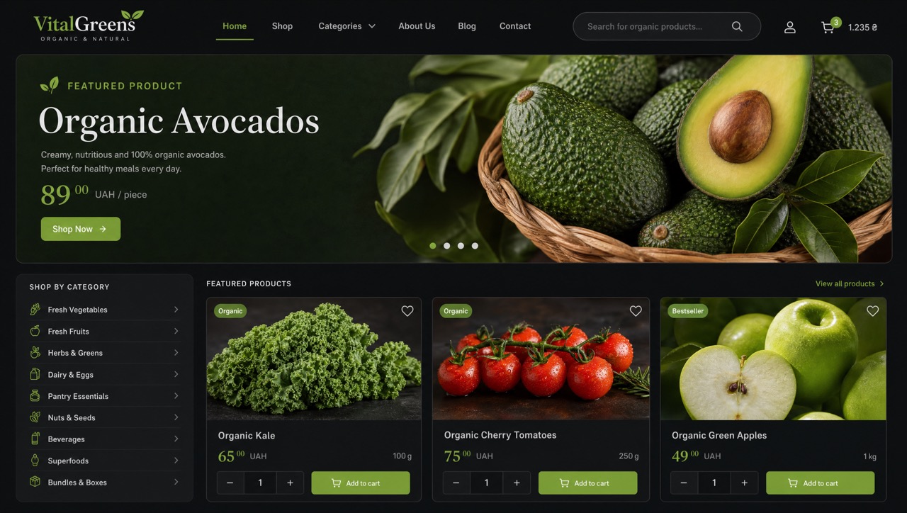 VitalGreens — інтернет-магазин органіки